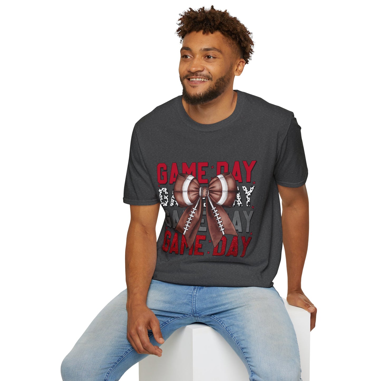 Game Day Bow Unisex T-Shirt, Sporty Tee, Football Celebration Shirt, Tailgate Outfit, Gift for Gamers, Fun Game Day Attire