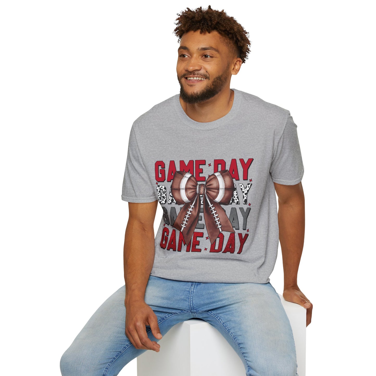 Game Day Bow Unisex T-Shirt, Sporty Tee, Football Celebration Shirt, Tailgate Outfit, Gift for Gamers, Fun Game Day Attire