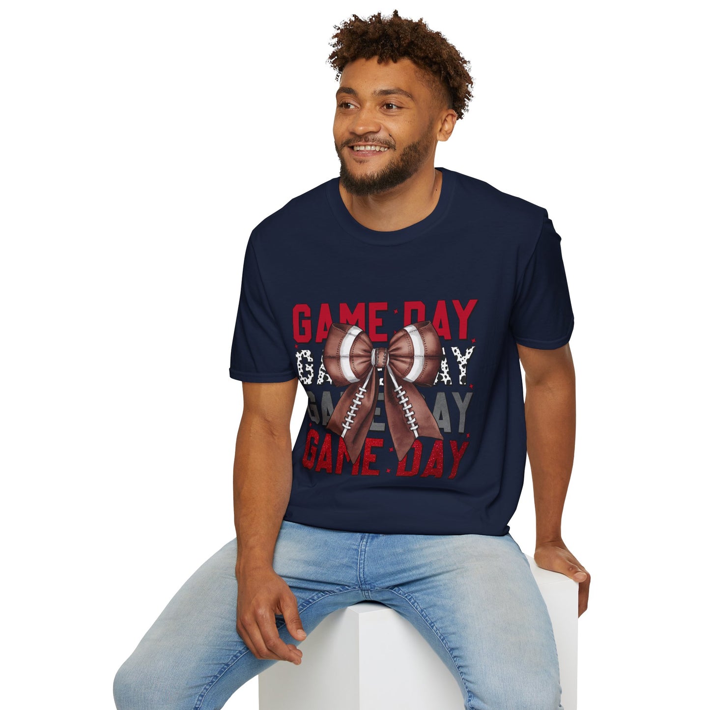 Game Day Bow Unisex T-Shirt, Sporty Tee, Football Celebration Shirt, Tailgate Outfit, Gift for Gamers, Fun Game Day Attire