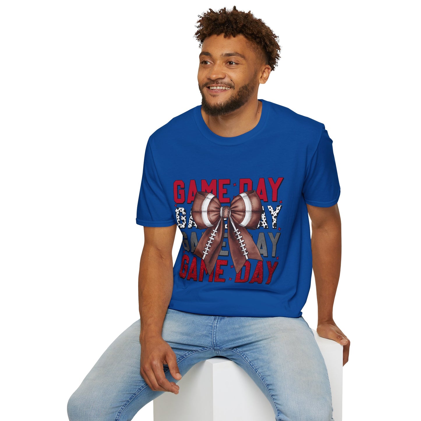 Game Day Bow Unisex T-Shirt, Sporty Tee, Football Celebration Shirt, Tailgate Outfit, Gift for Gamers, Fun Game Day Attire