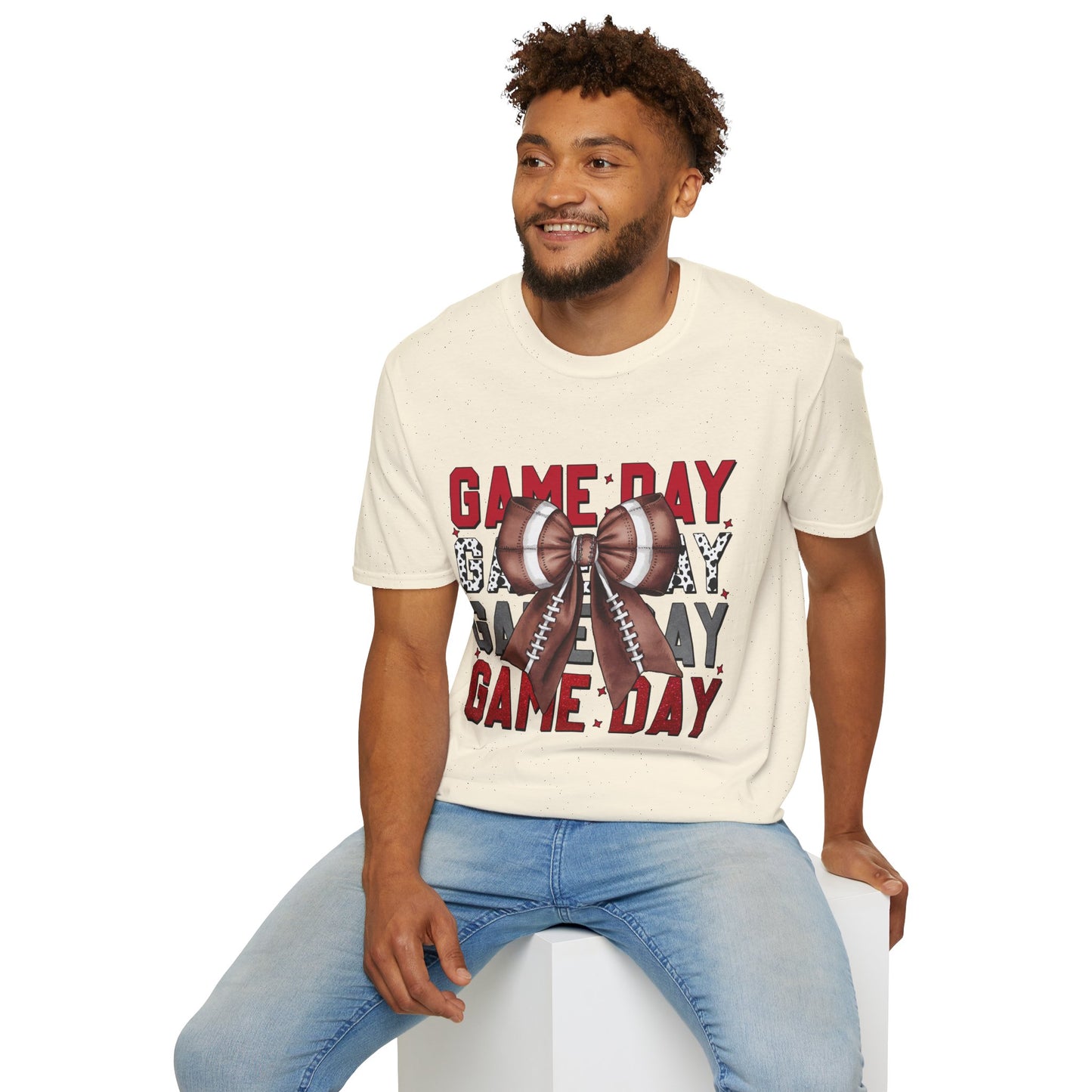 Game Day Bow Unisex T-Shirt, Sporty Tee, Football Celebration Shirt, Tailgate Outfit, Gift for Gamers, Fun Game Day Attire