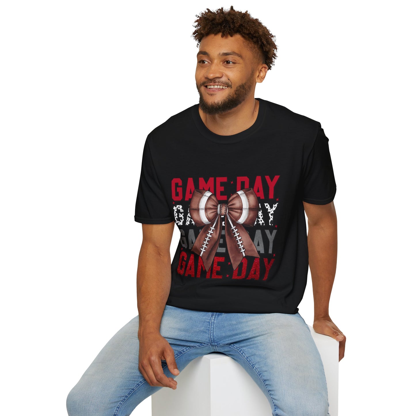Game Day Bow Unisex T-Shirt, Sporty Tee, Football Celebration Shirt, Tailgate Outfit, Gift for Gamers, Fun Game Day Attire