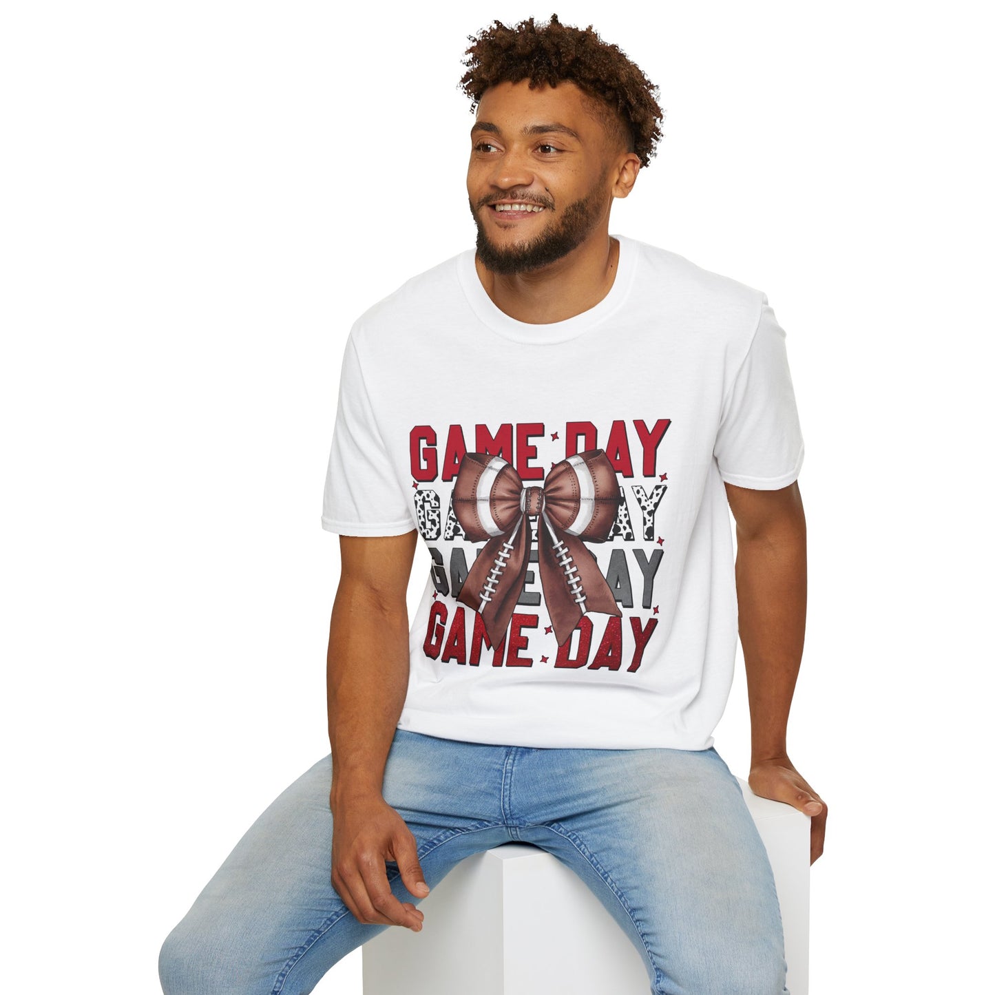 Game Day Bow Unisex T-Shirt, Sporty Tee, Football Celebration Shirt, Tailgate Outfit, Gift for Gamers, Fun Game Day Attire