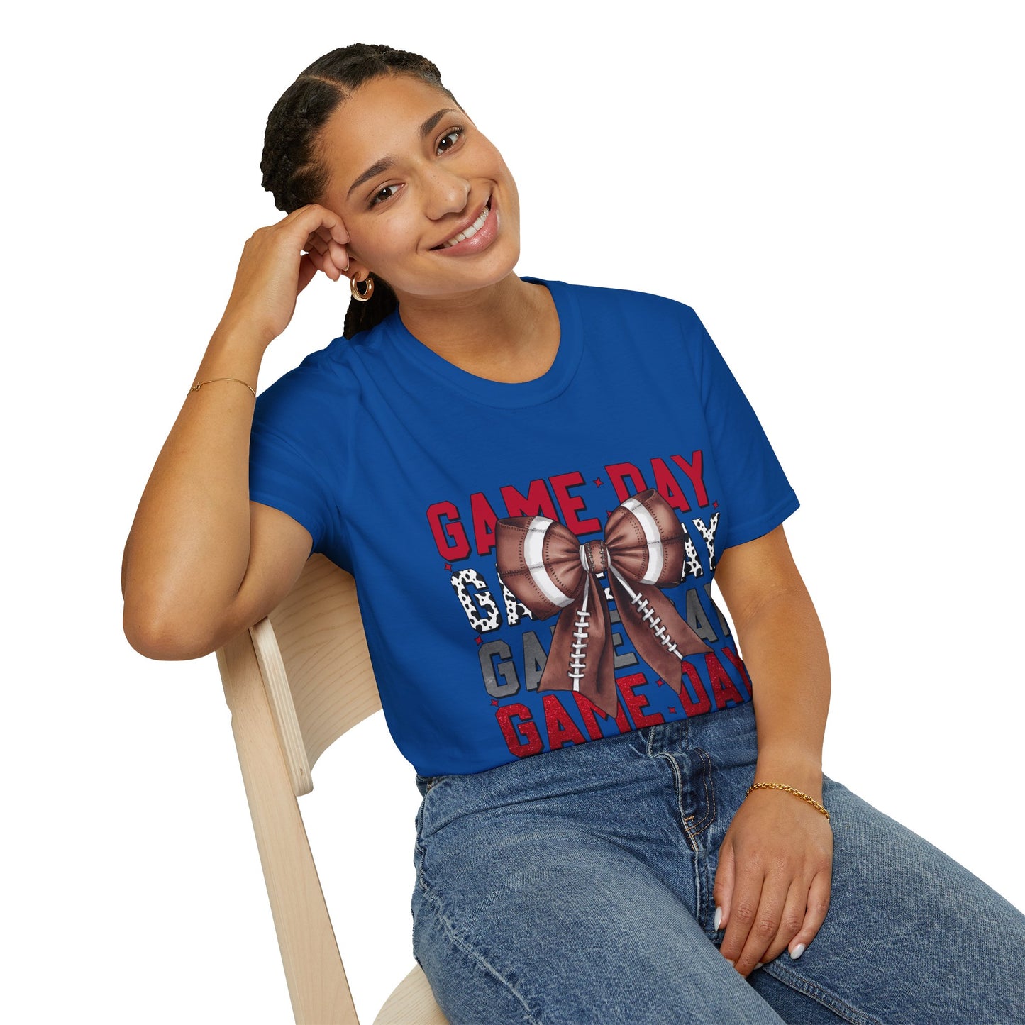 Game Day Bow Unisex T-Shirt, Sporty Tee, Football Celebration Shirt, Tailgate Outfit, Gift for Gamers, Fun Game Day Attire
