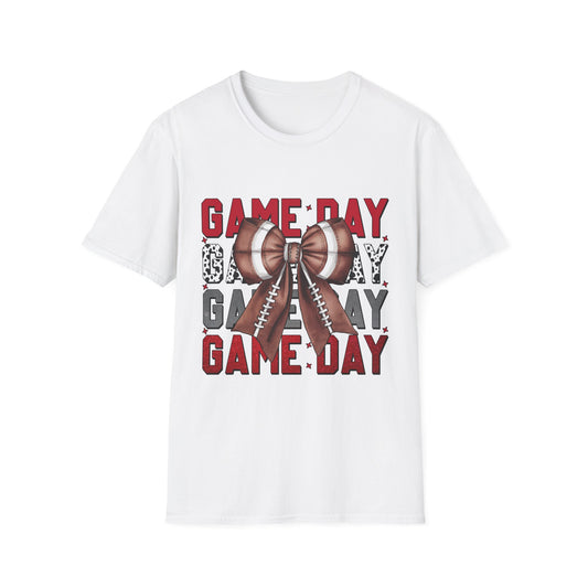 Game Day Bow Unisex T-Shirt, Sporty Tee, Football Celebration Shirt, Tailgate Outfit, Gift for Gamers, Fun Game Day Attire