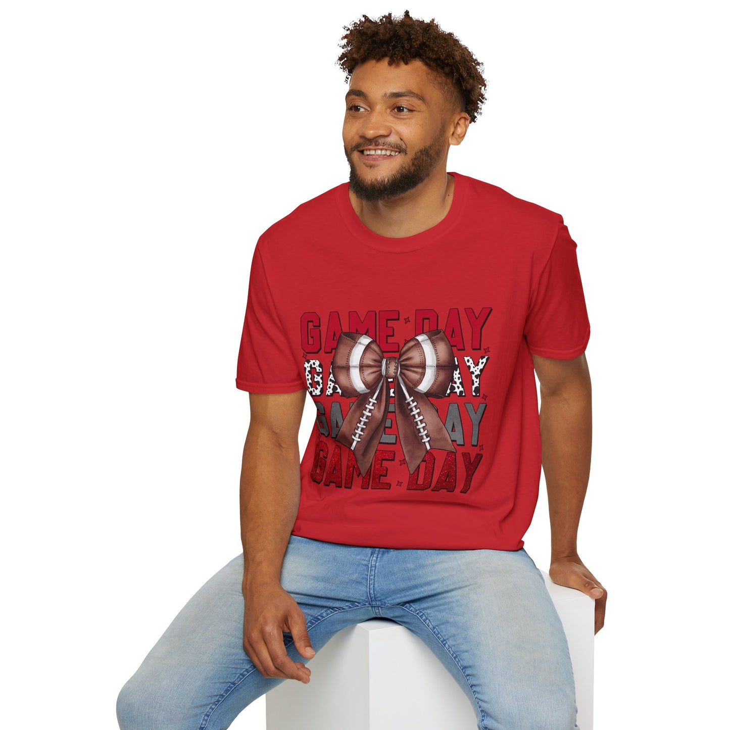 Game Day Bow Unisex T-Shirt, Sporty Tee, Football Celebration Shirt, Tailgate Outfit, Gift for Gamers, Fun Game Day Attire